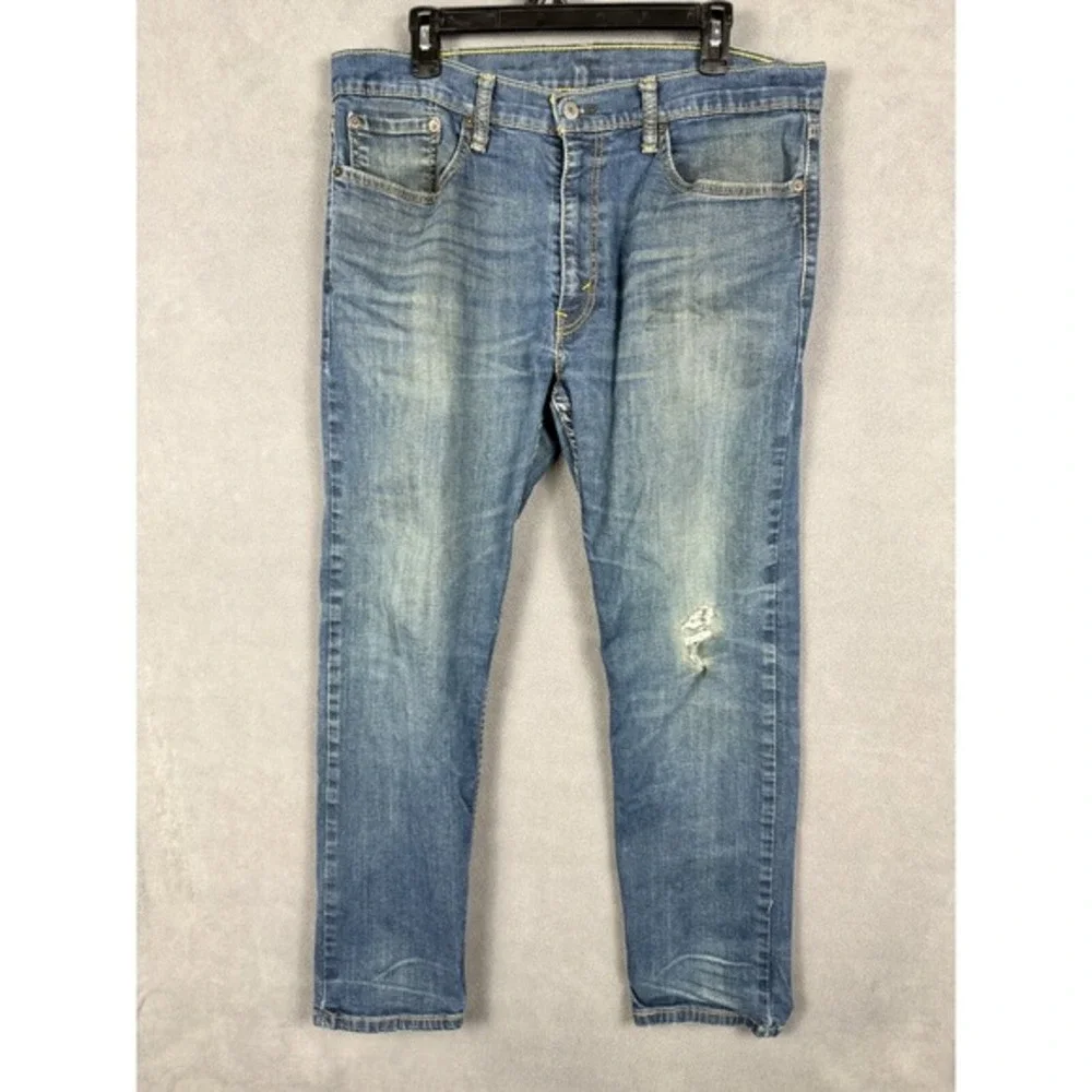 Levi's Mens 502 Jeans 36x32 Blue Denim Taper Fit Distressed Mid Rise